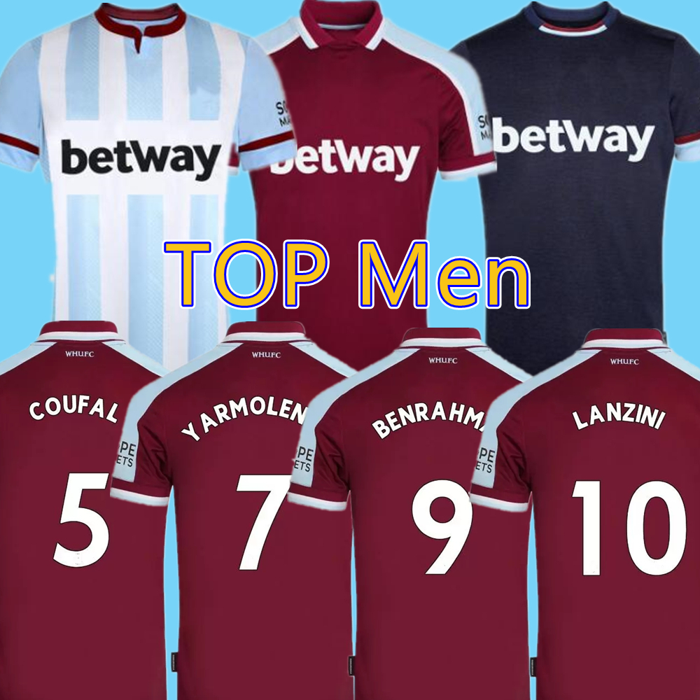 

21 22 west soccer jerseys ham 2021 2022 united home away yarmolenko lanzini noble bowen antonio football shirt fornals rice mens + kids kit, Black;yellow