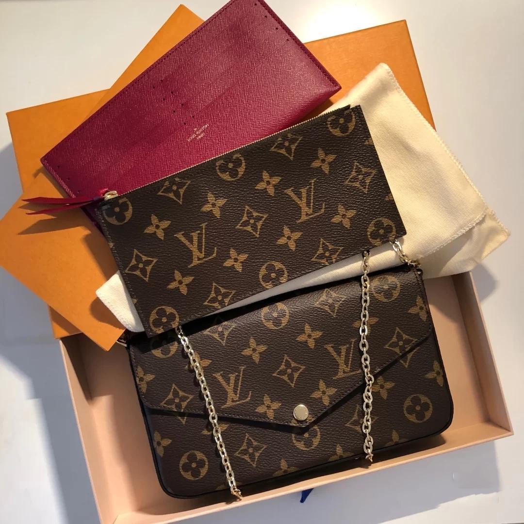 

New Designers Mini Shoulder Bags Women Chain Crossbody Bag Floral Letter Leather 3pcs Wallet Handbags LV LOUIS VITTON