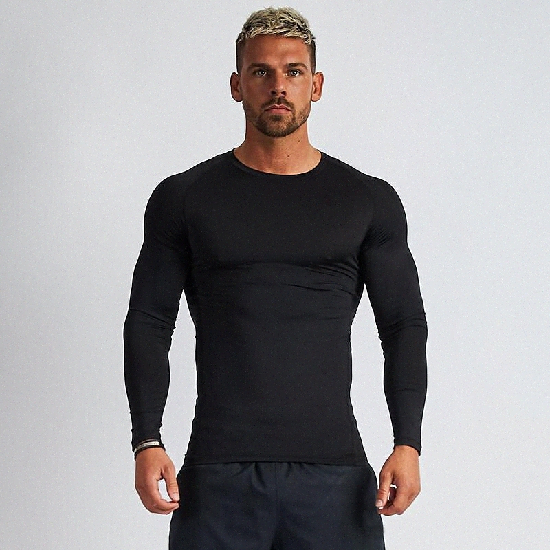 Men's T shirt Solid Color Crew Neck Casual Daily Patchwork Long Sleeve Tops Lightweight Fashion Big and Tall Sports White Black N4pB#