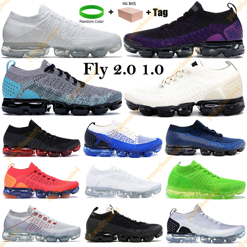 

Fly 2.0 Men Women Running Shoes Box triple black white 1.0 Cushion Sneakers pure platinum light cream racer blue Trainers, 30.rose gold