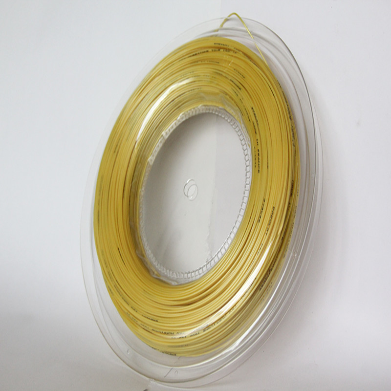

Brand hurrican tour quality tennis string,1.30MM gauge 200m gold yellow color