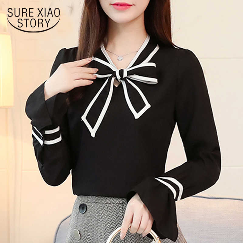 

Spring Fashion Long Sleeves Women Tops and Blouses Plus Size 3XL Women Blouse Shirt Solid White Black Shirt Ladies Tops 1040 40 210527