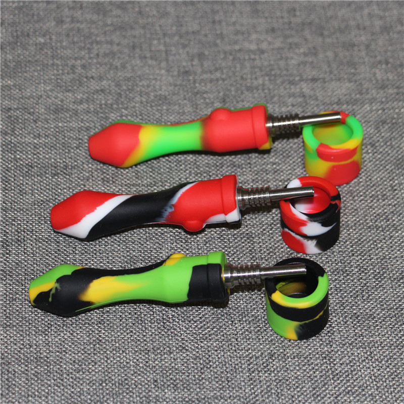 

hookahs Silicone Nectar nector Mini Straw Water Pipes with Titanium Nail For smoking accessories Dab Rig Silicone bongs Pipe