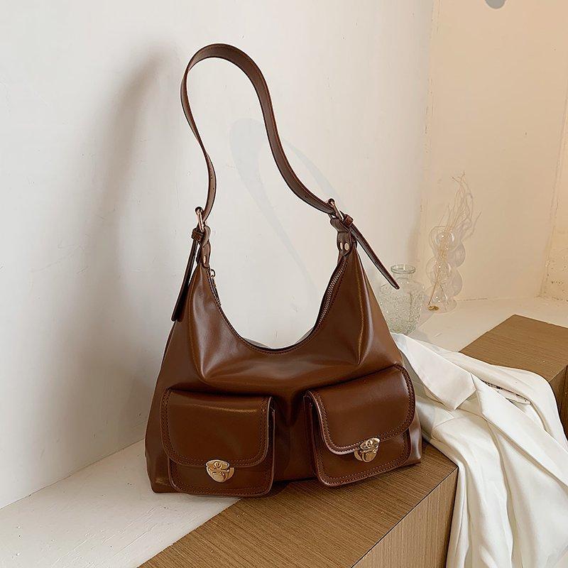 

Casual Totes Bags For Women 2021 Casual Zipper Closure Shoulder Bag Daily Travel Design Fashionable PU Leather Black Handbags