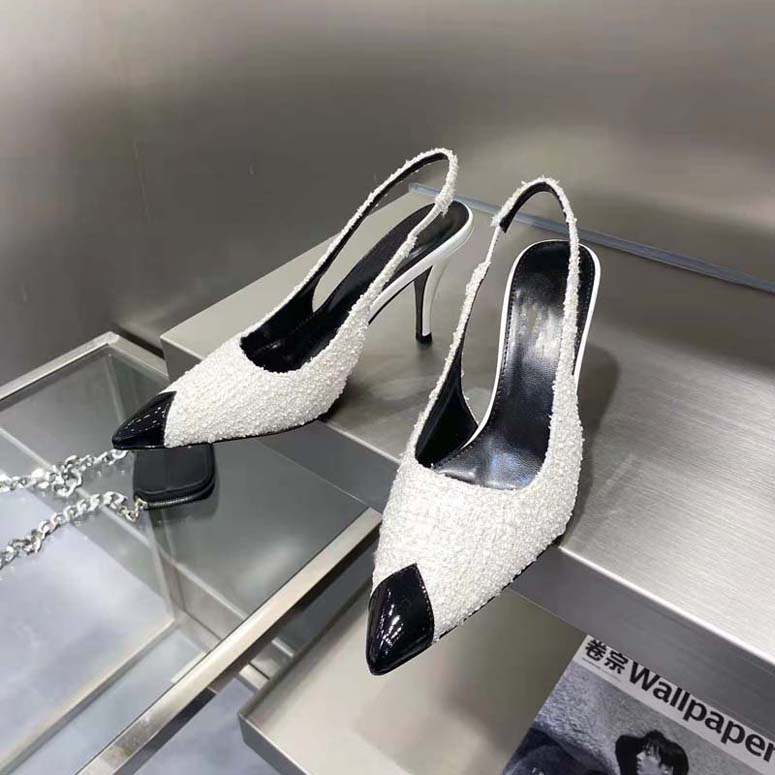 

Fashionable female high-heeled shoes sexy pointed tube back with metal chain fashionable and luxurious can be worn anywhere 6cm-9cm, #5