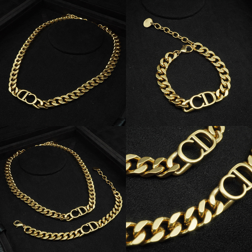 

jewelry ring bracelet necklace D CD bronze heavy industry thick chain star same letter