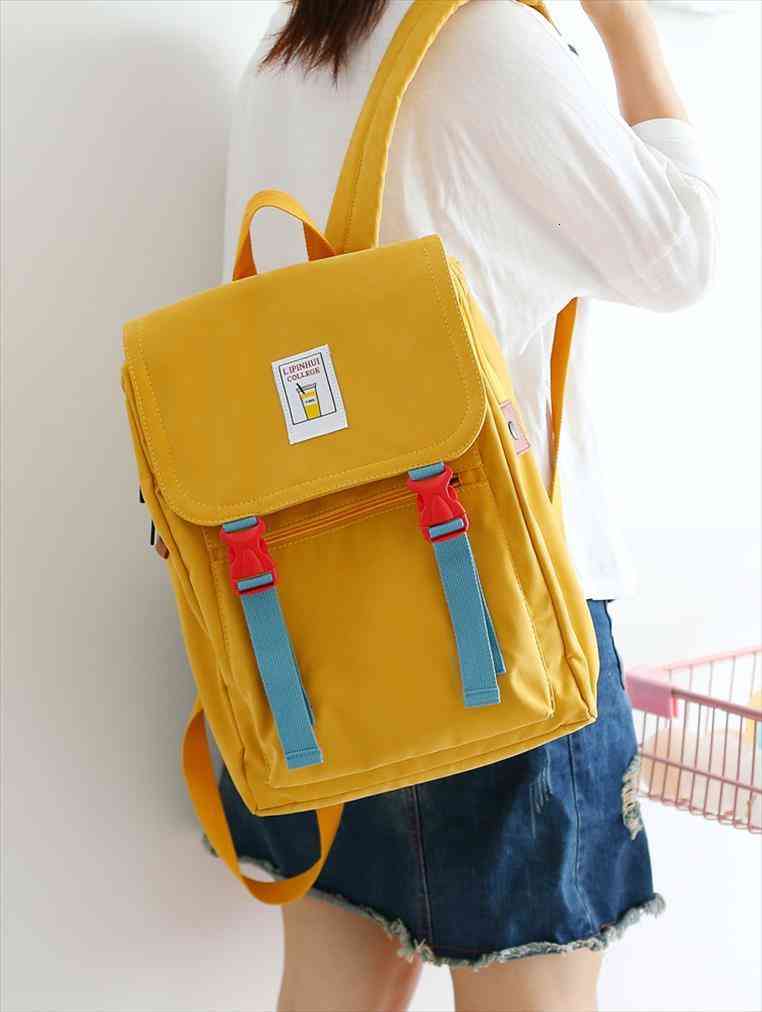 

korean canvas women gray backpack harajuku kawaii travel school bag pack for teenage girl mochila cute bagpack yellow black