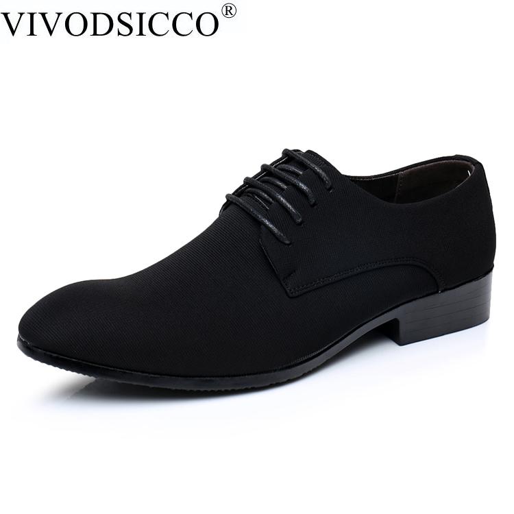 

VIVODSICCO Men Oxfords Shoes Pointed Toe Suede Leather Lace-Up Men Dress Shoes Flats Black Fashion Nubuck Leather Wedding Shoe