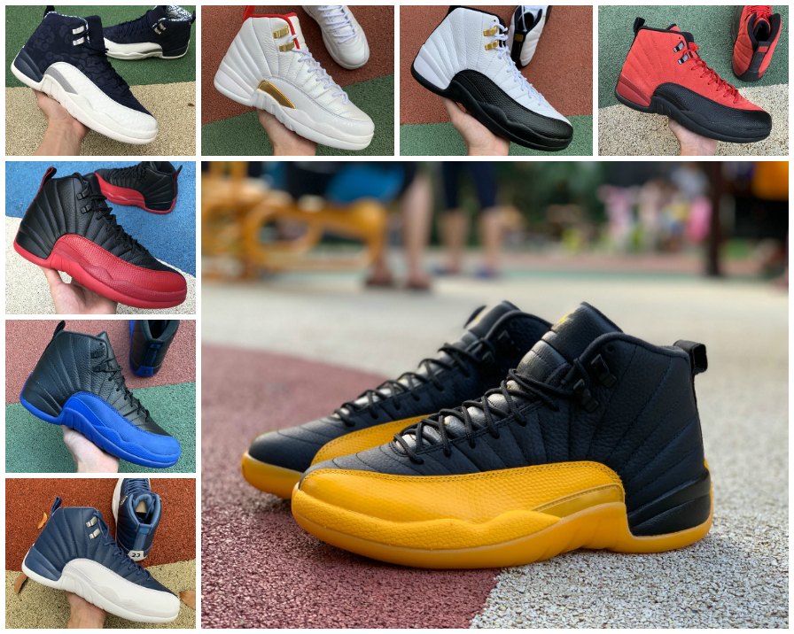 

New Jumpman 12s University Gold Reverse Flu Game Dark Taxi OVO Mens Basketball Shoes 12 Playoffs Winterized WNTR Gym Red Michigan Sneakers