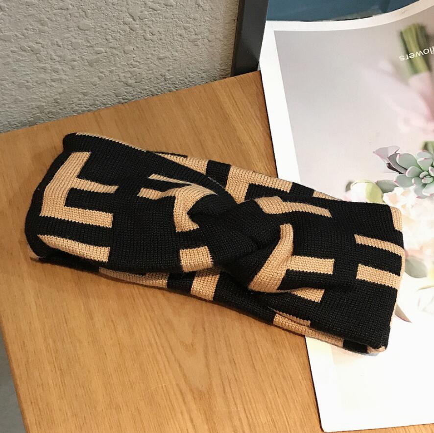 

Retro Wool Knitting Brand Letter prind stripe Elastic Headband for Women and Men Fashion Hair Bands for Women Girl Retro Turban Headwraps