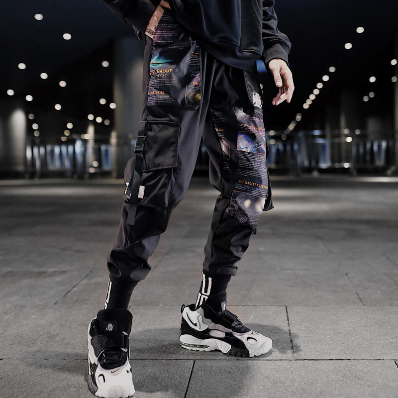 

2021 New Loaded Men's Pockets Hare Casual Hip Hop Track Hallways Fashion Harajuku Male Pants Streetwear Qnmy, Wk15 black