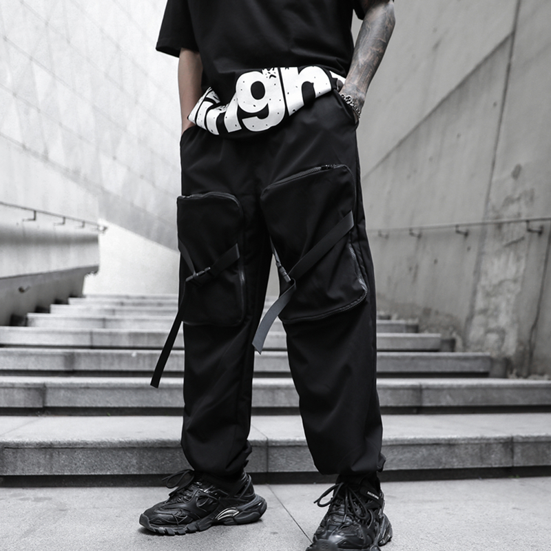 

New Sweatpants Solid Black Harajuku 2021 Summer Streetwear Cargo Pants of Hip Hop Men U7n3