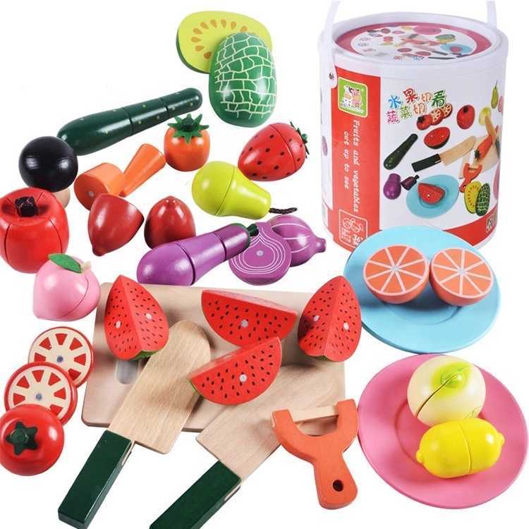 

vegetables fruits toys Kitchen Kits Wooden Fruit and Vegetable Combination Cutting Cooking Set Toy toy kitchen wooden
