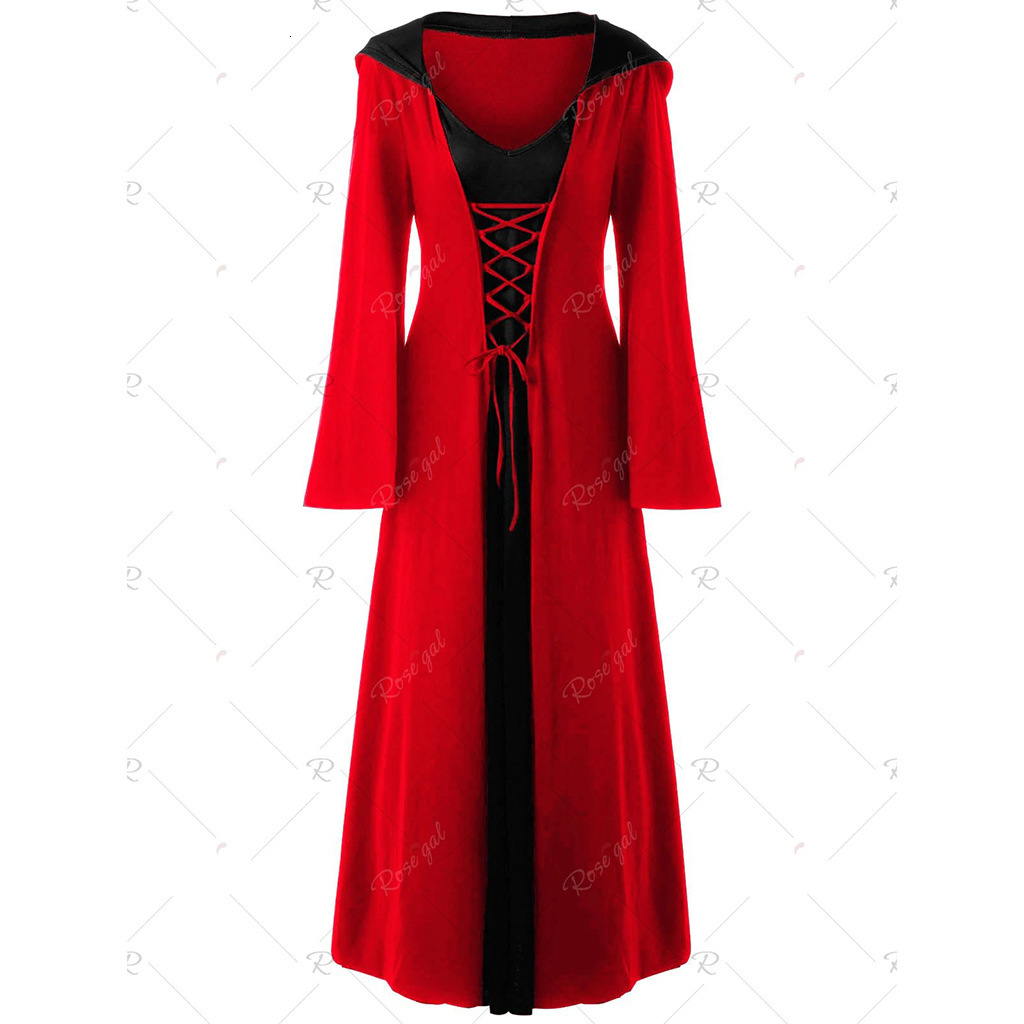 

2021 New Fashion Robe Femme Elegant Summer Casual Women Long Sleeve Zomer Jurk Splice Bandage Es Maxi Xjll, Red and black