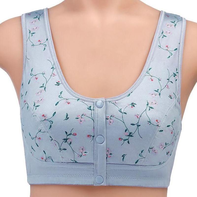 

Yoga Outfit Fashion Front Button Underwear Women's Comfortable Cotton Brasieres Vest-type Middle-aged Bras Large Size Bralette Tops 2021