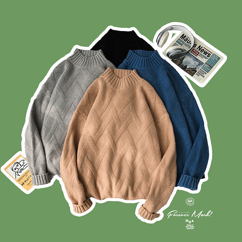

2021 New Winter Thick Sweater Men's Warmth Fashion Retro Solid Color Casual Knitted Pullover Men O-neck Knitting Sweaters Mens Clothes Psa8, Gray