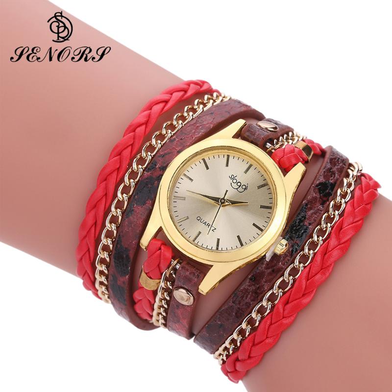 

Wristwatches Watch Women Watches Relogio Feminino Fashion Braided Red Bracelet Quartz Winding Wrap WristWatch, Slivery;brown