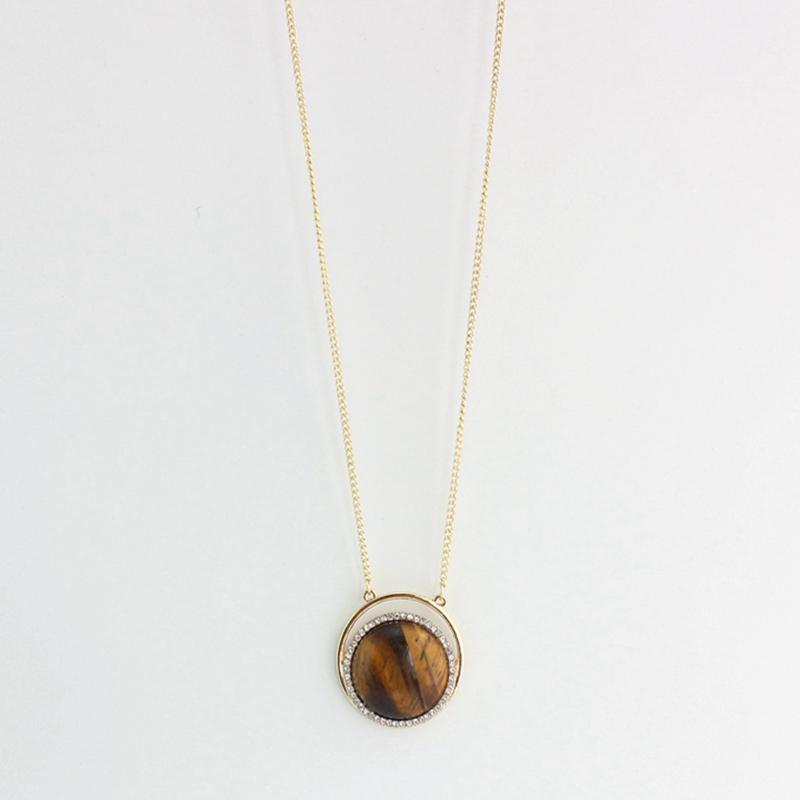 

Pendant Necklaces MELIHE Tiger Eye Natural Stone Necklace Women Long Crystal Gold & Pendants 2021 Fashion Jewelry SNE160170
