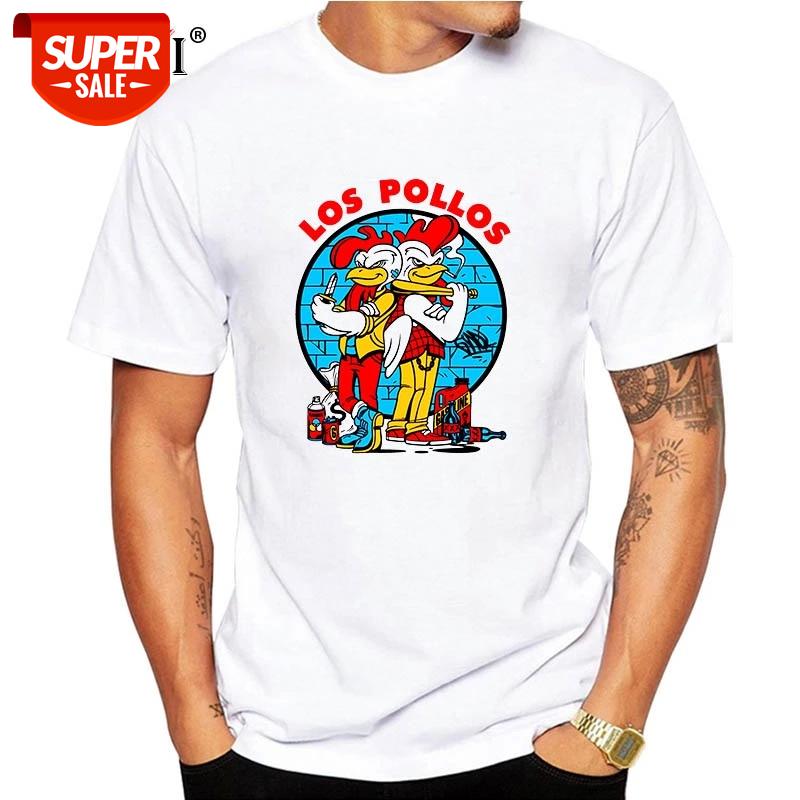 

XIN YI Men's T-shirt Top Quality 100% cotton short sleeve los pollos print casual loose o-neck tshirt t-shirt male tee shirts #AH1D, White;black