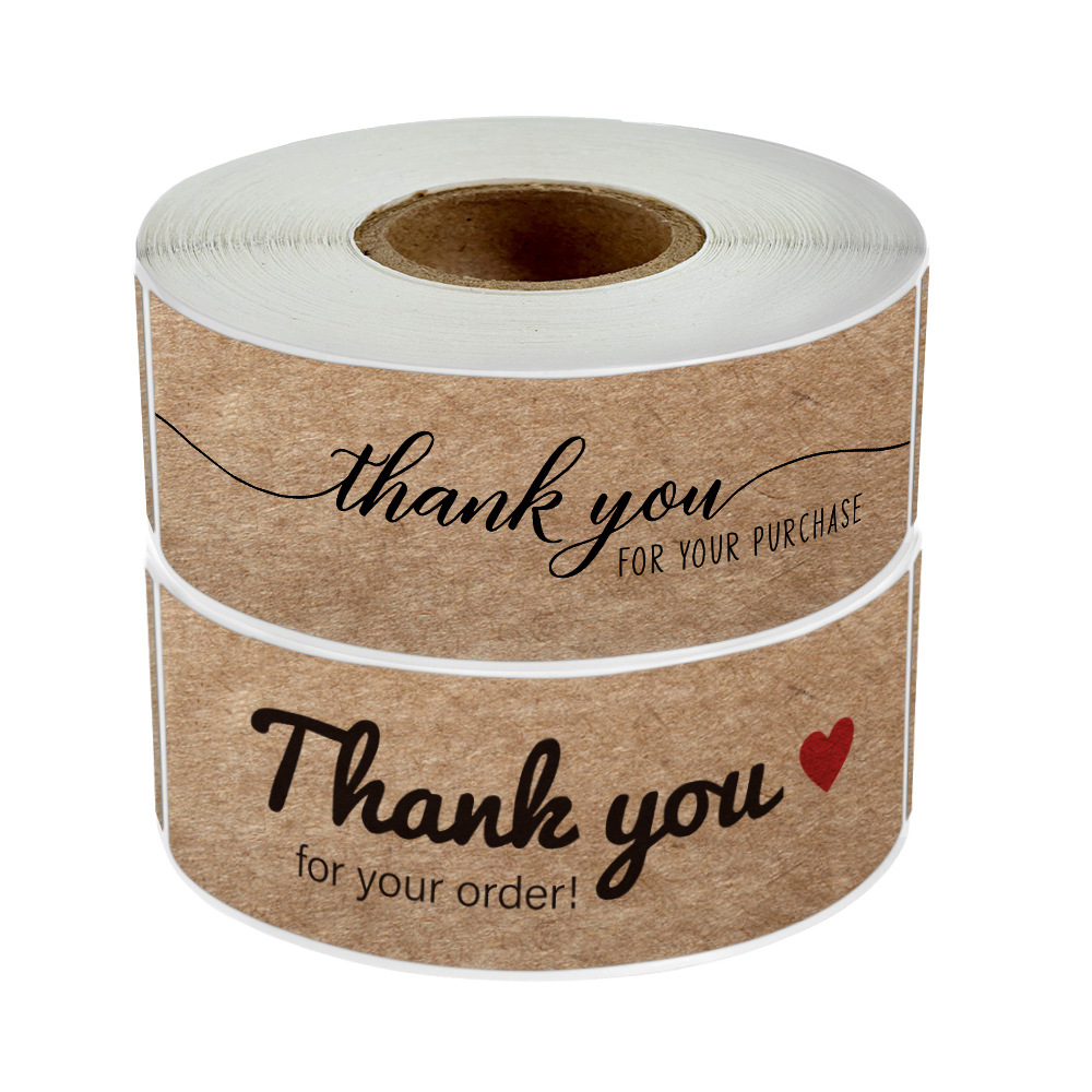 

7.5*2.5cm Kraft Paper Thank You Adhesive Stickers 120pcs/lot Holiday Gift Packing Labels Long Slip Sealing Brown Printing Label