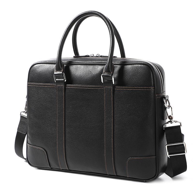 

Premium Leather Laptop Briefcase for Men - Sleek & Functional Crossbody Handbag with Multiple Compartments for Business Use, Black
