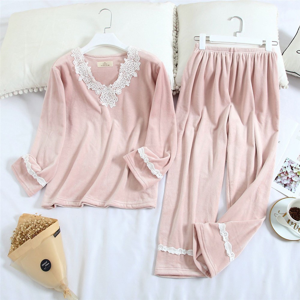 

New Winter Women 2pcs Drop Pajamas Sweet Compete Sexy End Shirt Lcy3, Burgundy