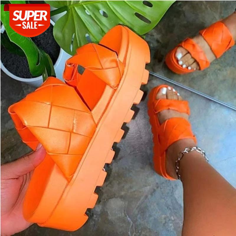

2021 Sandals Women Flats Shoes Middle Heels Women Platform Sandals Weave Thick Bottem Summer Shoes Vulcanize Female #qu7p, Black