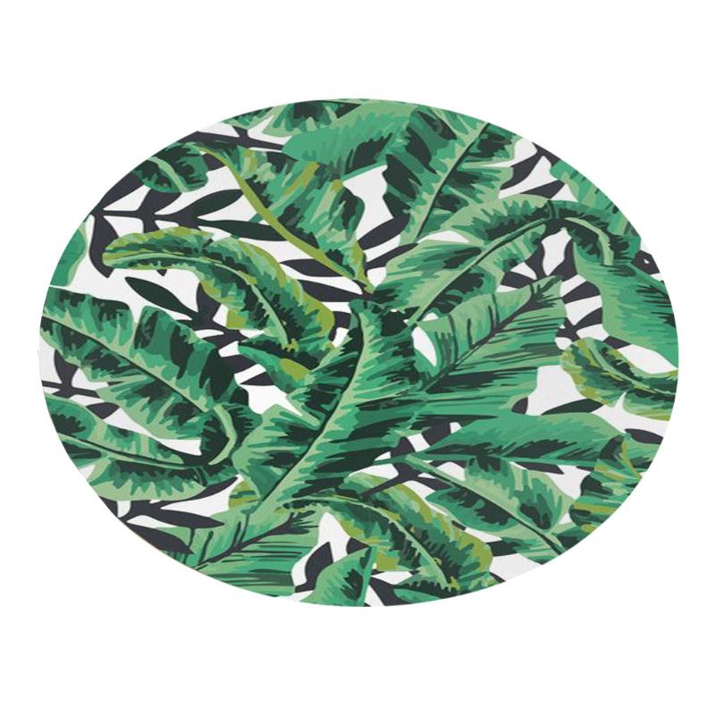 

Tropical Plant leaves Pattern Round Flannel Bathroom Kitchen Carpet 80cm perfect decoration for home