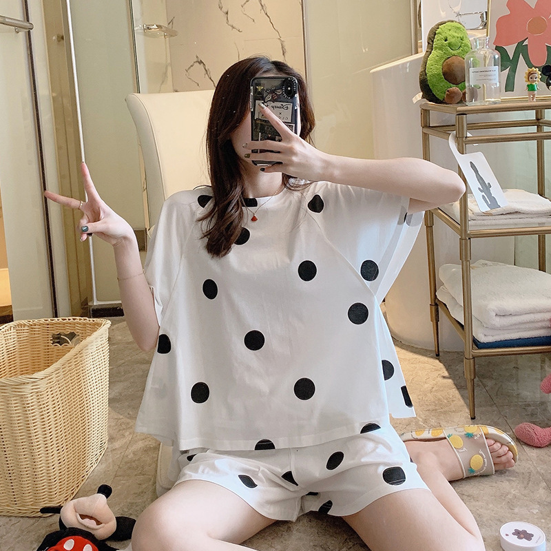 

Women Random 2pcs Paige Summer Switch From Printing Point O-neck Top & Shorts Pu Nightwear Dress Running 2jjn, Blue