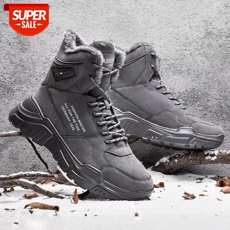 

2021New Men Shoes Keep Warm Snow Boots Outdoor High Top Sneakers Man Lace-Up Sneakers Non Slip Male Casual Fashion Footwears #md6b