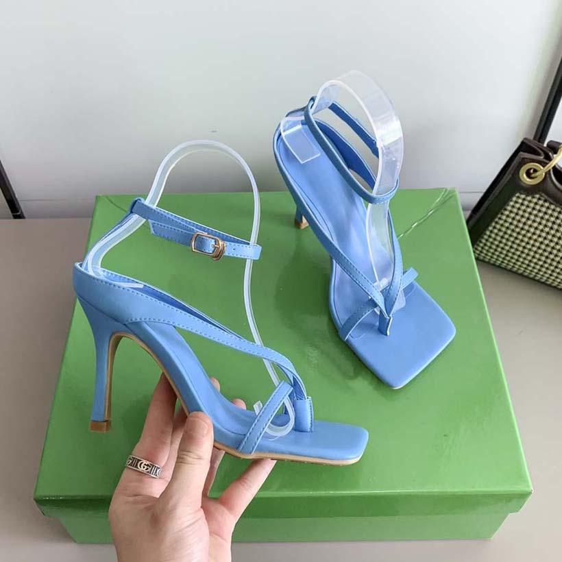 

Fashion Designer Stiletto Heels Strap with High Heel Square Fine Sandals Is A Must for Sexy Girls Leather Dress Party Shoes with Box, #3