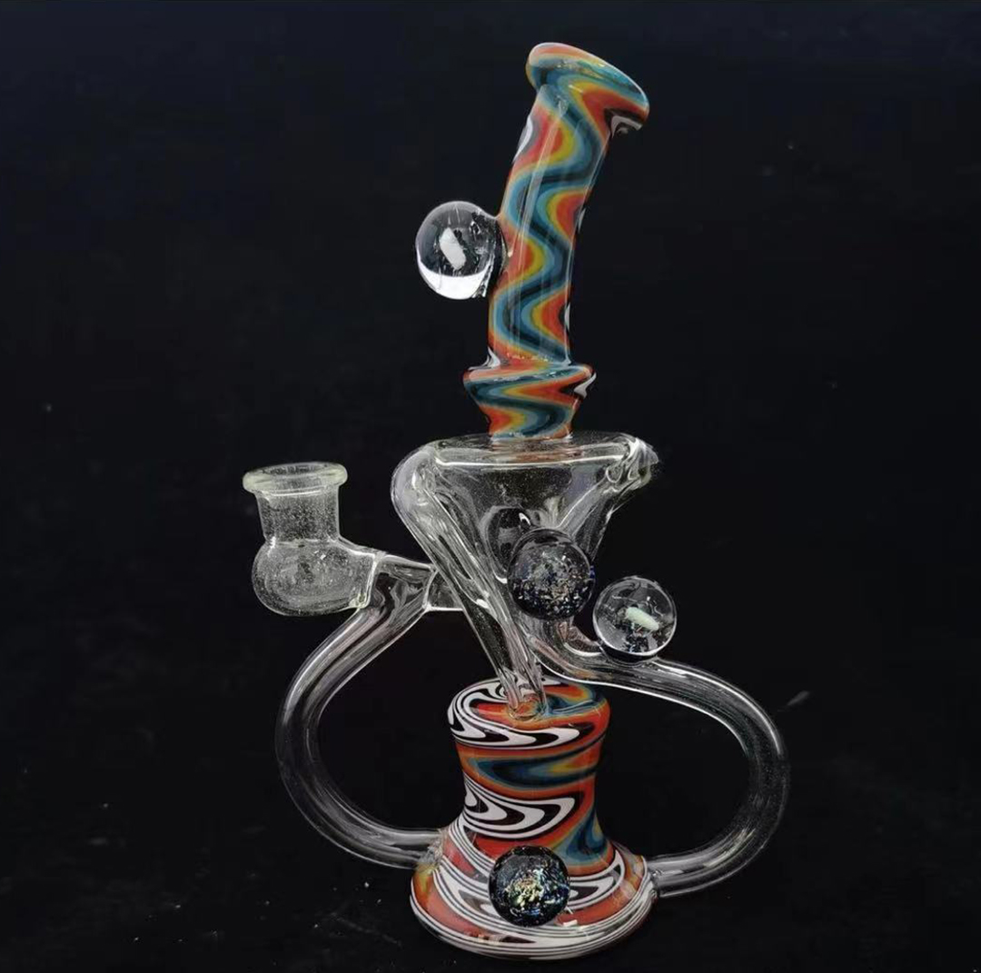 

8 inch hand-blown glass hookah for oil rig with color printing