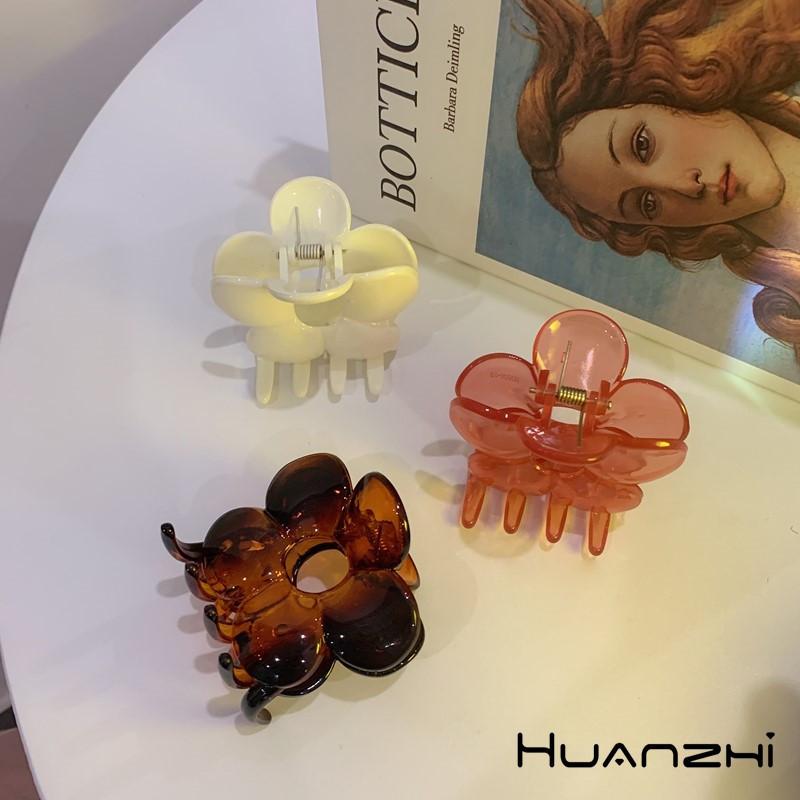 

Hair Clips & Barrettes HUANZHI 2022 Vintage Cute Transparent Flower Resin Acrylic Bath Clip Hairpin For Women Crab Headdress, Golden;silver