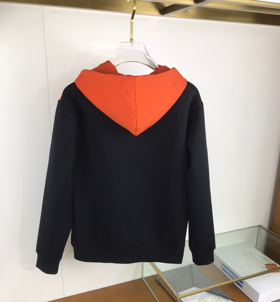 

Designer H Men's Hoodies Long Sleeves Zipper Jacket Letter Printing Fashion Black and Oriange Patchwork High Quality Streetwear