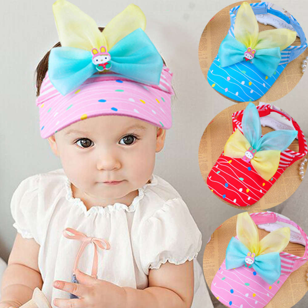 

C433 wave rabbit ear children's empty top hat baby sunshade Korean summer, Yellow
