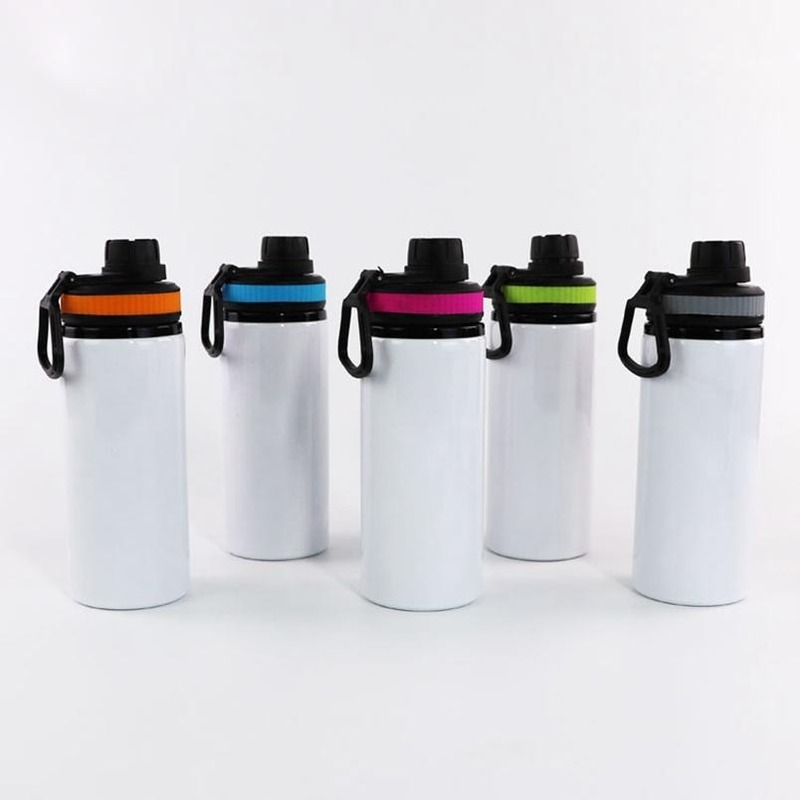 

Sublimation Aluminum Blanks Water Bottles 600ML Heat Resistant Kettle Sports Cups White Cover Cup With Handle by sea T2I50476, Other