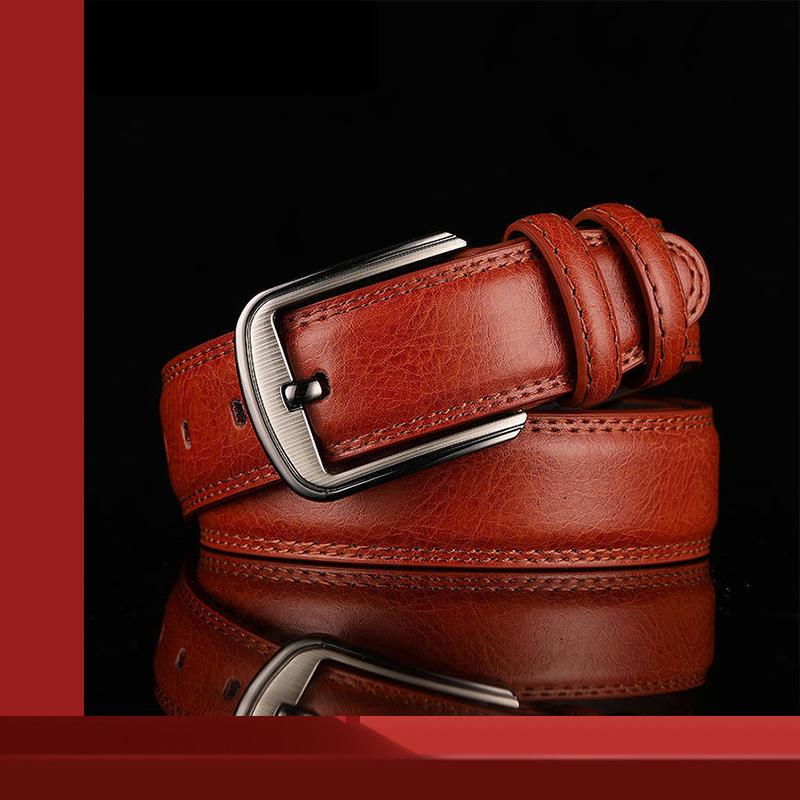 

Belts Genuine Leather Belt Men's Retro Pin Buckle Fashion Casual Trend Real Cowhide Cinturon Hombre, Black;brown