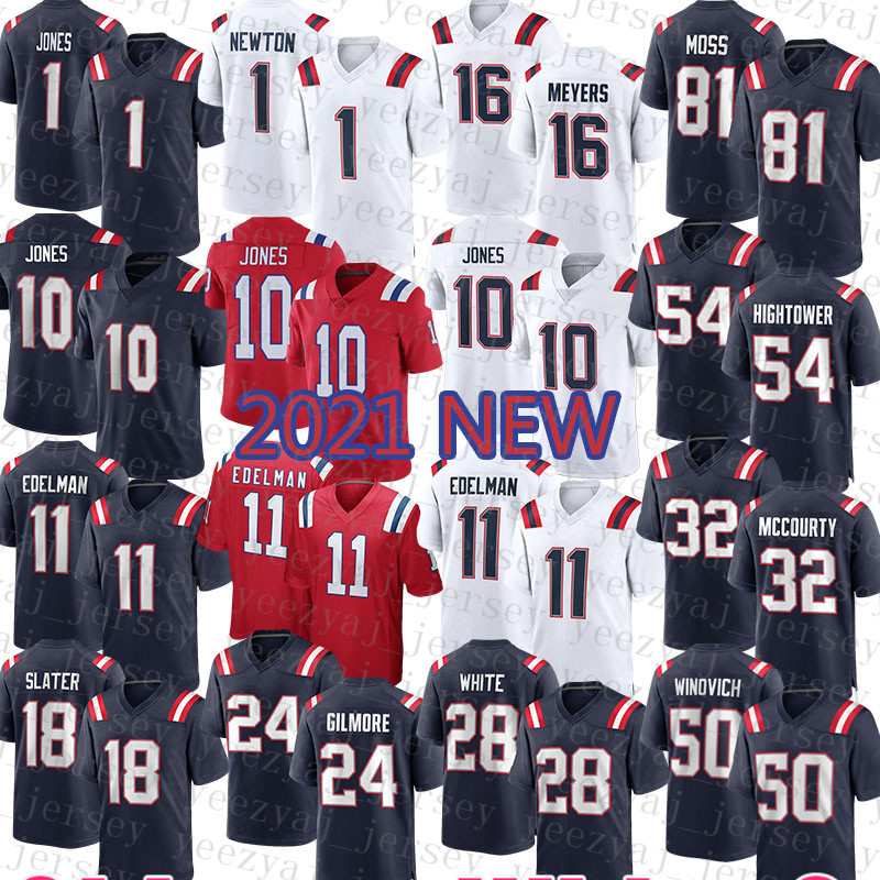 

2021 New Mens England American Football Jersey Patriot 10 Mac Jones 11 Julian Edelman 1 Cam Newton 81 Randy Moss 50 Chase Winovich 32 Devin McCourty 18 Matthew Slater, Mens-aiguozhe