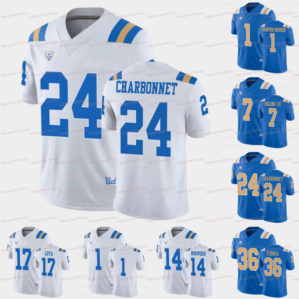 

NCAA UCLA Bruins Football Jersey Zach Charbonnet Mo Osling III Thompson-Robinson Chase Griffin Brittain Brown Logan Loya Matt Sykes Kazmeir Allen Paul Grattan, Blue men s-xxxl