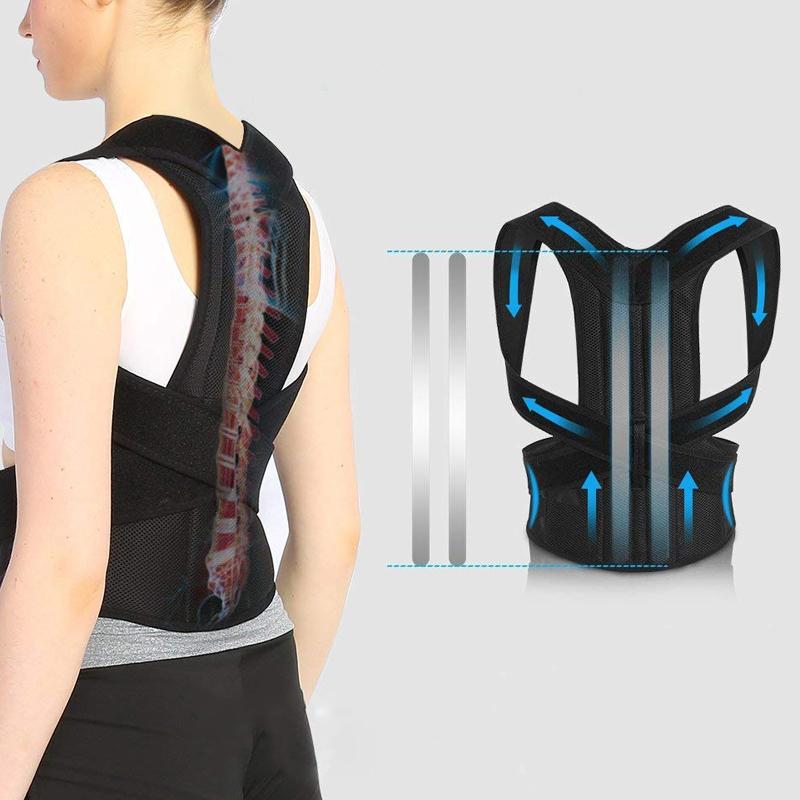 

Back Support Posture Corrector Shoulder Adjustable Adult Corset Correction Belt Health Care Brace Vertebral Column, Black
