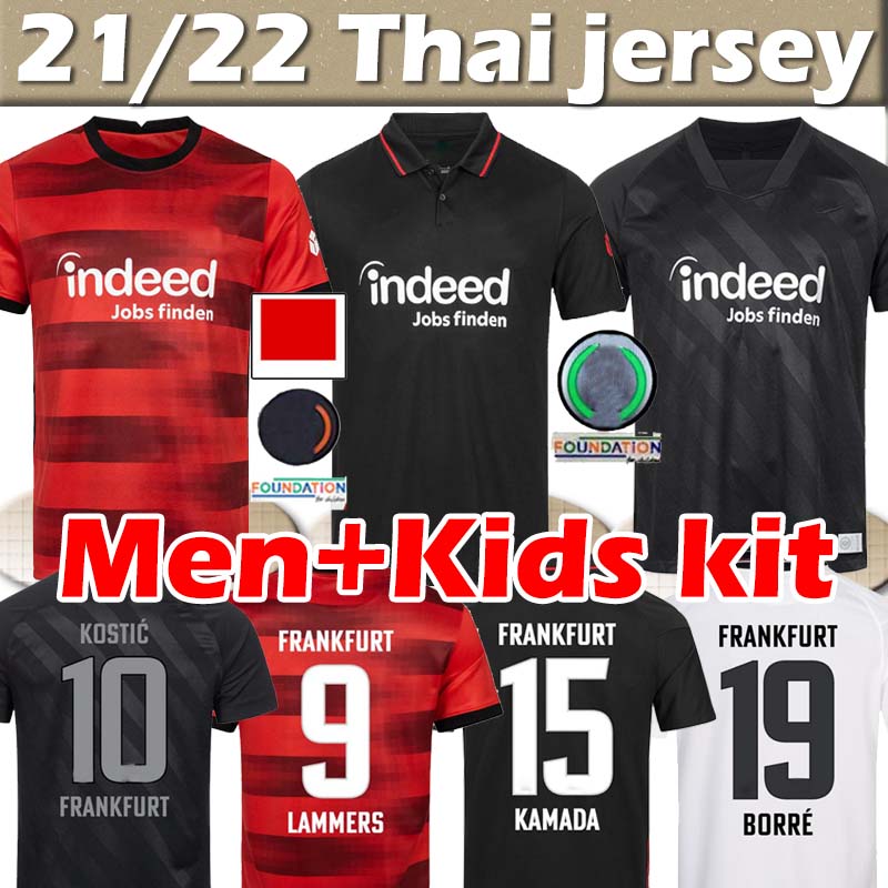 

21/22 Eintracht Frankfurt soccer jersey JOVIC RODE SILVA KAMADA HINTEREGGER 2021 2022 Men Kids kit football jerseys Trikot des FuÃballs top, Black;yellow