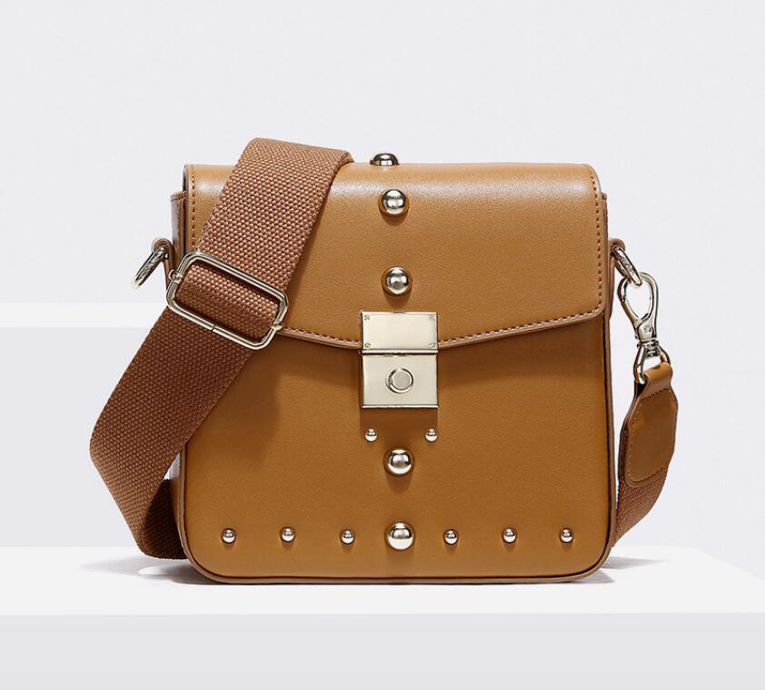 

Genuine Leather female bag new single shoulder crossbody bag lock buckle small bag wide shoulder strap small square bags messenger bags