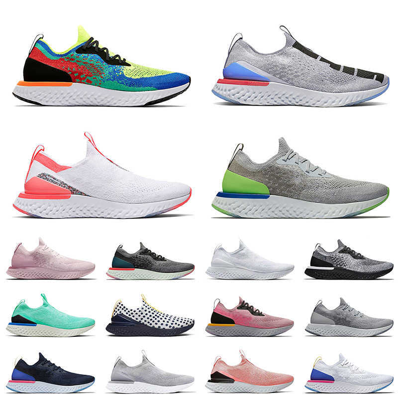 

EPIC 2021 React Fly Knit V1 V2 Running Shoes Belgium Pewter White Pink mens womens Grey Volt Black Blue Burgundy Trainers Sport Sneakers, 3 36-45 black white