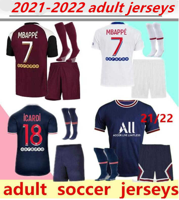 

2021/2022 soccer Jerseys adult kit 20/21 mbappe home away third 4th CAVANI MAILLOT DE FOOT Paris adult SHIRT MEN KIT.