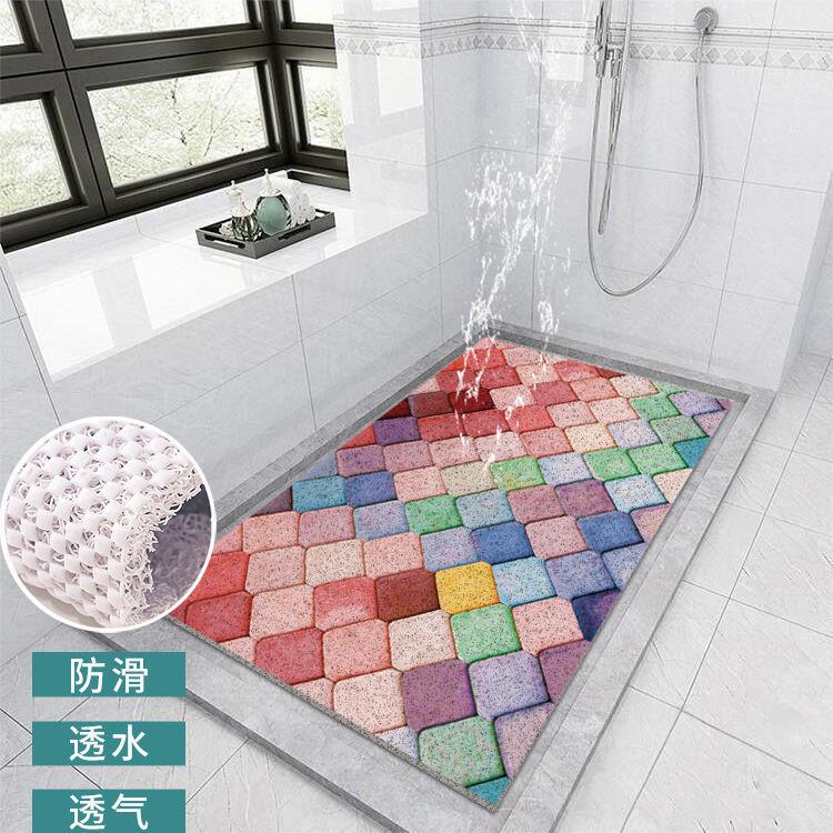 

Bath Mats Permeable Non-slip Plastic Pvc Upholster Bathroom Door Mat Brick Coiled Floor Shower Room Hollow