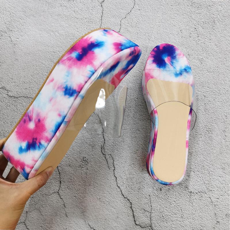 

2021 Summer Thick Bottom Wedge Women Sandals Summer Fashion Shoes Transparent High Heels Female Platform Sandals Big Size 37-42, Purple