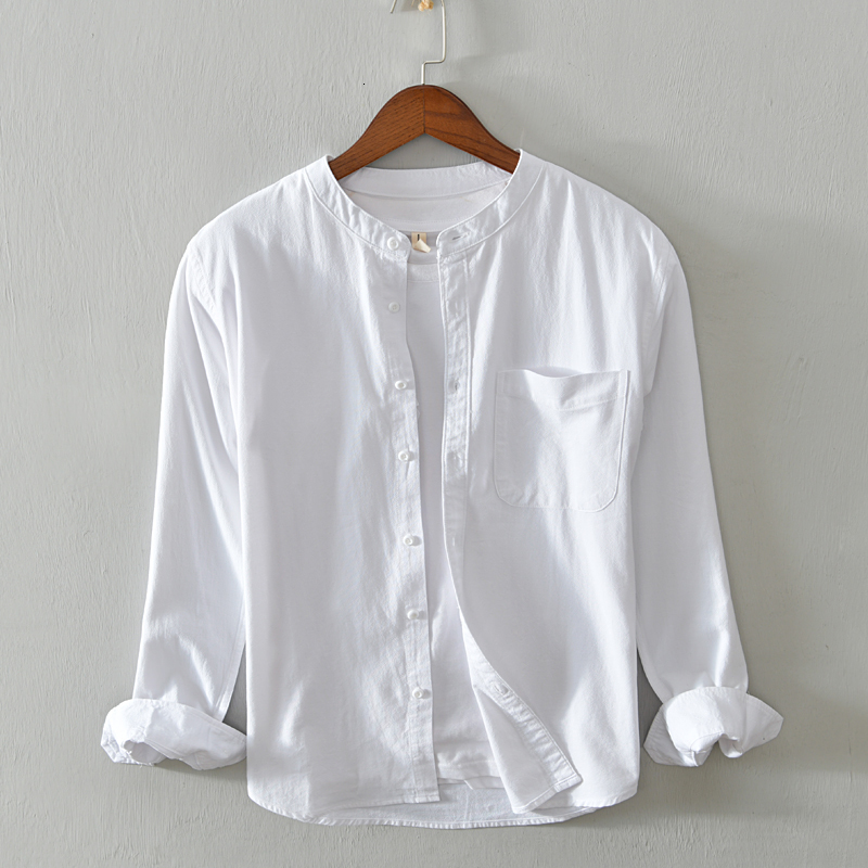 

2021 New Nova Chegada Manga Comprida Masculina De Algodo Puro Moda Camisas Brancas Para Casual Gola Camisa Dos Homens Chemise Xlu5, Gray
