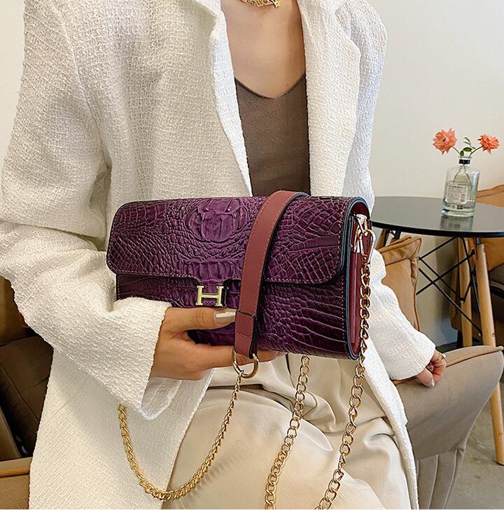 

Factory outlet leathers women shoulder bags simple atmospheric pressure flower handbags elegant crocodile womens envelope chain bag gradient leather handbag