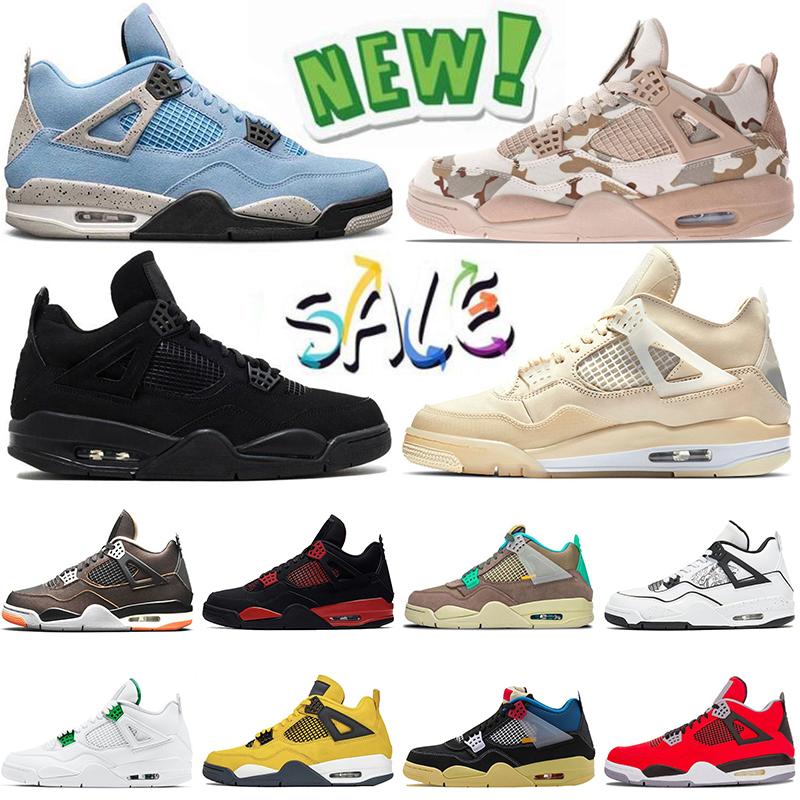

High Jumpman Air Jordan Retro 4 Basketball shoes women men university blue white oero fire red thunder shimmer Jorden 4s Black Cat Jordan4s sneakers trainers, D3 40-47 desert moss