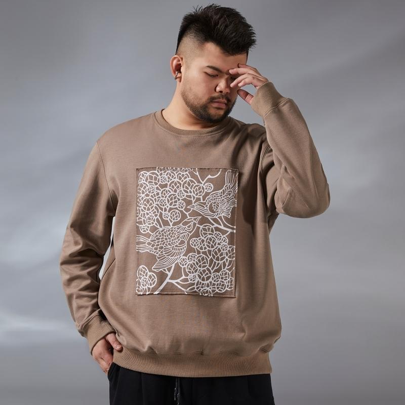 

Men's Hoodies & Sweatshirts Chinese Style Sweater Autumn 2021 Patch Stitching Printing Loose Plus Fat Blouse XL-7XL Sweatshirt Tracksuit Men, Black
